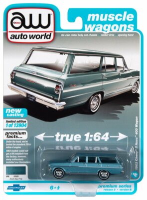 1:64 Auto World Premium 1963 Chevy II Nova 400 Wagon by Raceface-Modelcars