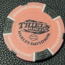 THIEL'S WHEELS HD ~ OHIO (Pink/Black) Harley Davidson Poker Chip (CLOSED)
