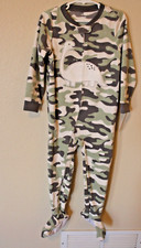 Carter's Green Camo Dinosaur Fleece Sleeper Footed Pajamas Toddler Boy 4T NEW