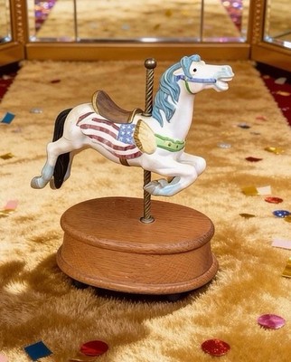 Vintage Willitts Design Carousel Horse Music Box America The Beautiful Works