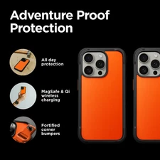 Nomad Rugged Case iPhone 14 Pro Max Orange 6.7” Size MagSafe & Wireless Charging