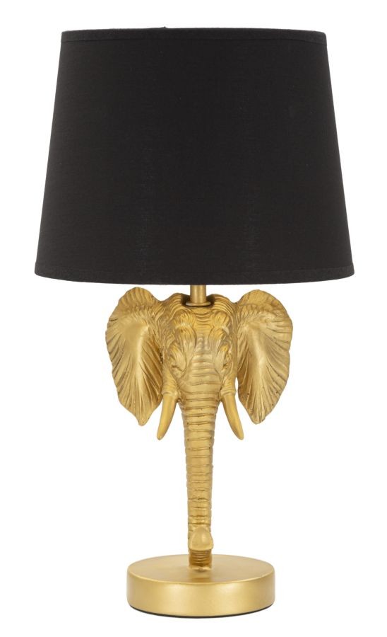 Lampada Elefante Oro e Nero 43cm | Arredo Etnico Chic in Poliresina