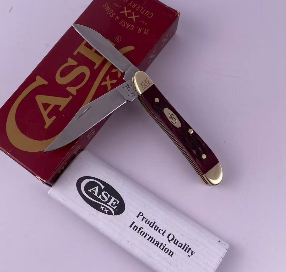 New Case xx Peanut Old Red Bone Handle Folding Pocket Knife 03693