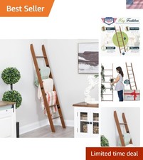 Farmhouse Style Freestanding Blanket Ladder - 6-Tier for Living Room  Bedroom