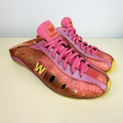 Vintage Y2K Wanted Player Jelly Shoes Sneaker Orange Pink Lace Up Womens Size 7