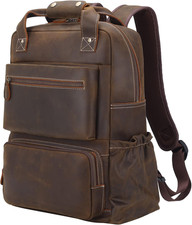 Vintage Full Grain Leather 17 Inch Laptop Backpack for Men Large Business Travel