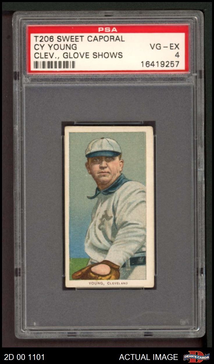 1909 T206 Cy Young GLV Naps (Indians) HALL-OF-FAME VARIATION PSA 4 - VG/EX