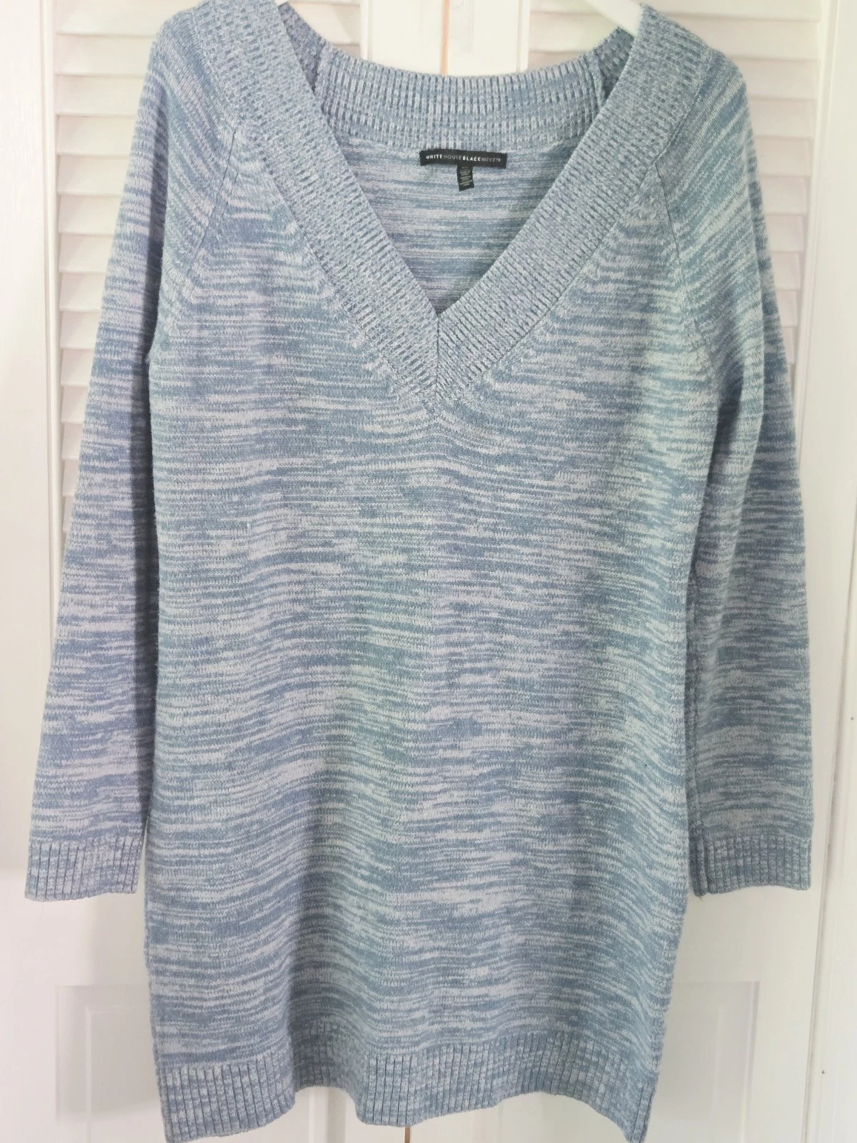 VETEMENTS Abito Maglione Scollo V Blu Mercato Nero Casa Bianca Tg XL