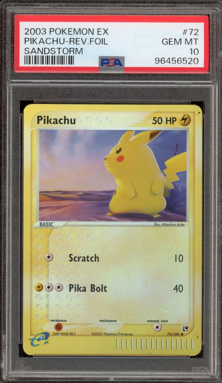 Pokemon Pikachu EX Sandstorm Reverse Holo #72 PSA 10 Gem Mint