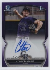 2023 Bowman Chrome Prospect Purple Refractor 77/250 Connor Staine Auto 16s2
