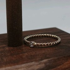 Elegant Solitaire Ring Gold Tone Clear Stone Polished Repaired 7.5 US/O 1/2 UK
