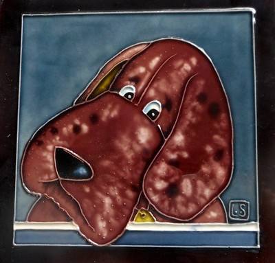 Precious  hand painted ceramic art tile 6 x 6 inches with fiberboard back