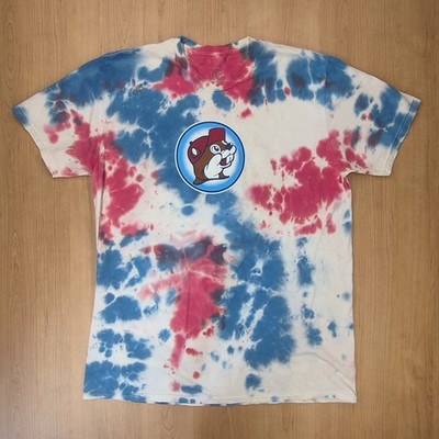 Buc-ee s T-Shirt XL Herren Tie-Dye Blau Batik Beaver Logo Texas Retro Style