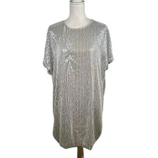 NLY Icons Silver Sequin Evening Formal Event Festive Prom Mini Dress Size Small