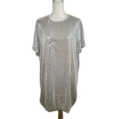 NLY Icons Silver Sequin Evening Formal Event Festive Prom Mini Dress Size Small