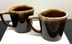 Set of 2 McCoy Brown Drip Glaze Coffee Mug Cups D Handle Pottery USA Vintage