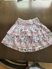Vineyard Vines Girls Floral Tiered Cotton Skirt M Pull-On Elastic Waist Ruffle