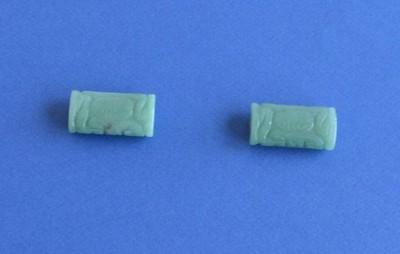 Two Green Jade Barrel Beads, commonly known as Lu Lu Tong in Chinese Culture