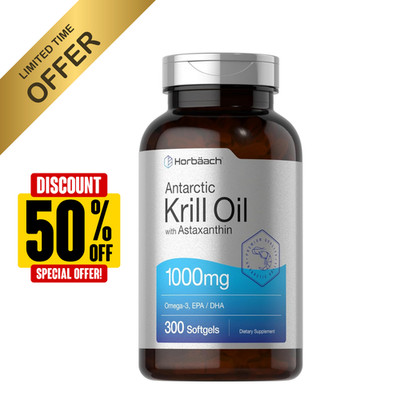Krill Oil 1000mg | 300 Softgels | Omega 3, EPA, DHA, Astaxanthin | by Horbaach