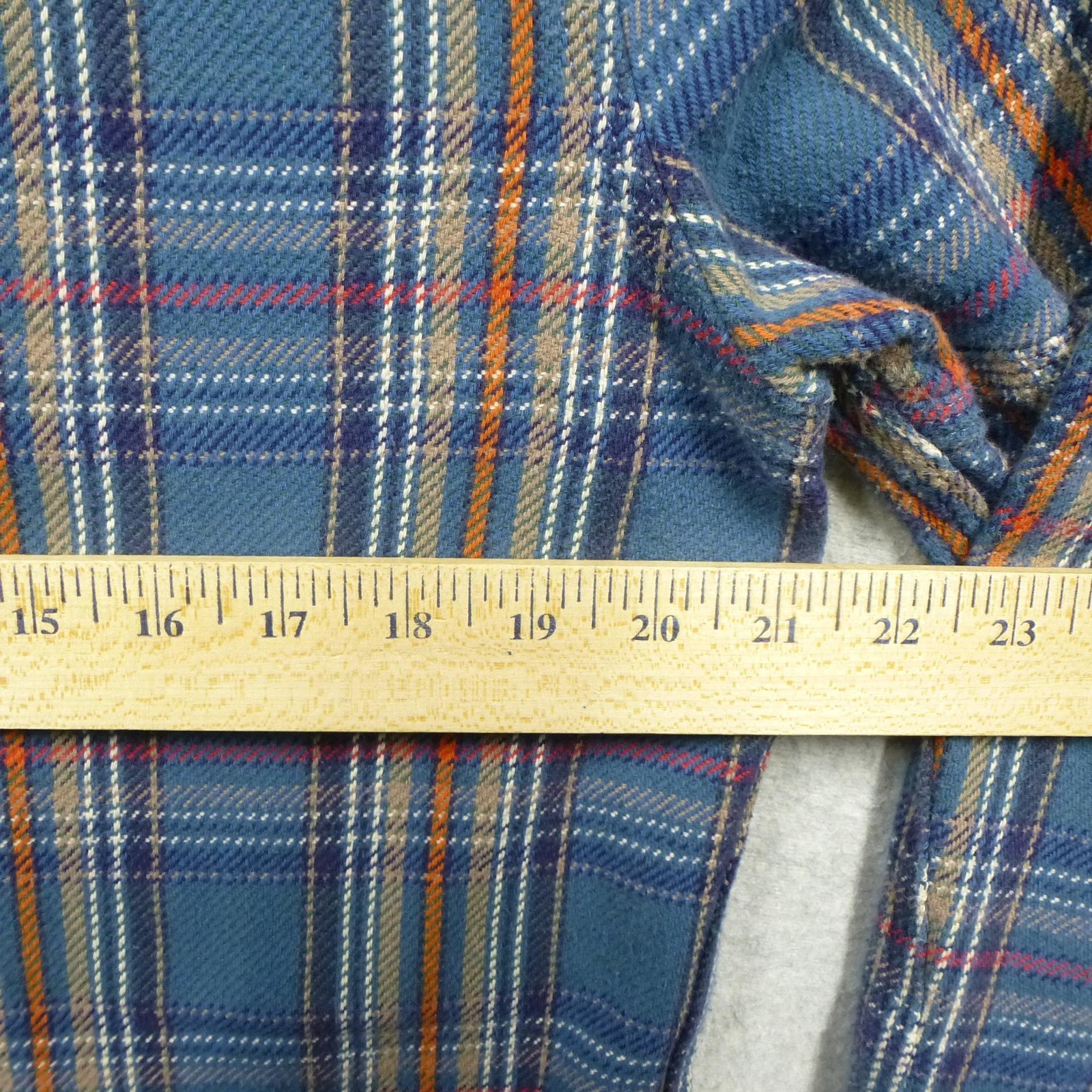 True Grit Shirt Mens Medium Blue Plaid Flannel Lined Button Front Cotton