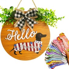 18 Pcs Interchangeable Seasonal Welcome Signs Front Door Decoration, Rustic D...