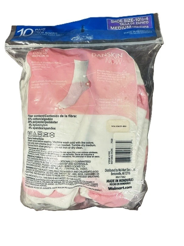 Meias Danskin Crew tamanho 10 1/2 - 4 pacote com 10 com bônus (11 no total) - Imagem 2 de 4