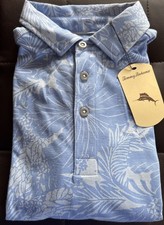 NWT Tommy Bahama Big Sky Blue Polo Shirt Men  s Small Floral Golf Active 110