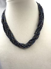 Peacock Colored Seed Bead Multistrand Torsade Necklace 16
