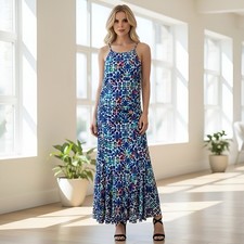 Nine West Women's Size 10 Sleeveless Multicolor Geometric Print Midi Dress NWT!