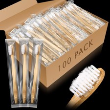 Sliner 100 Packs Prepasted Disposable Toothbrush Bamboo Prepasted Individually W