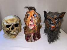 Lot of 3 older/vintage Latex Halloween horror mask Wolfman Skull Zombie