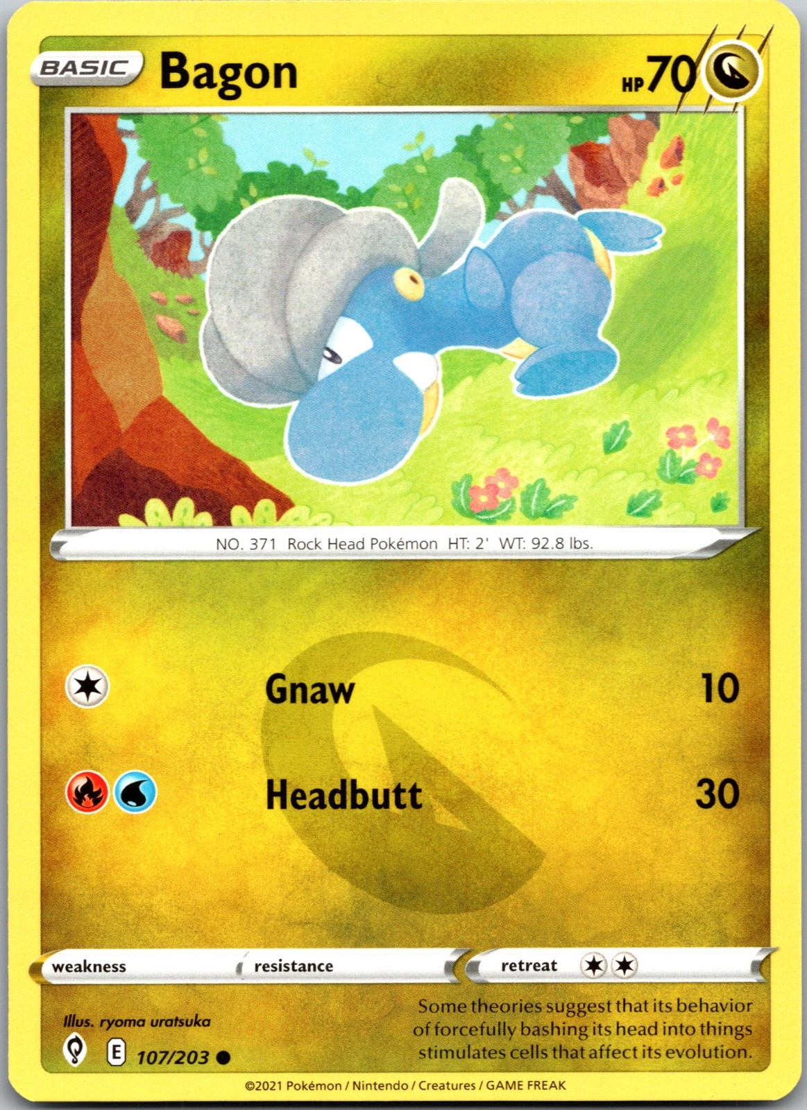 Bagon 107/203 C Evolving Skies Pokemon Lightly Played