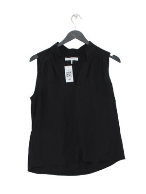 Frame Damen T-Shirt XS schwarz 100% Seide ärmellos Kragen Basic