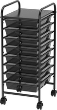 Utility Cart W/ 8 Drawers Rolling Storage Art Craft Organizer Black
