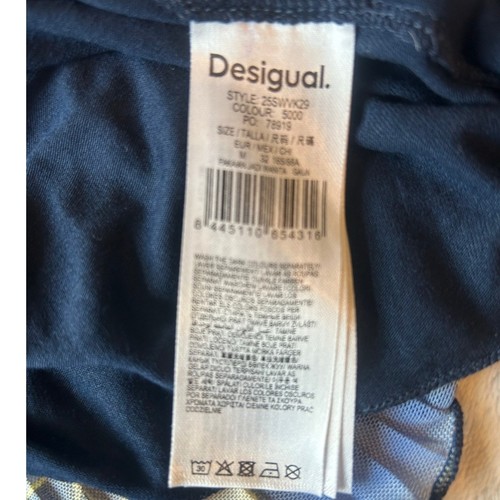 Desigual Blue Floral Pleated Dress Women’s Medium Long Sleeve Sheer Tiered Boho - Picture 8 of 9