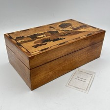 Scatola cofanetto antica in legno intarsiata portagioie oggetti per scrivania