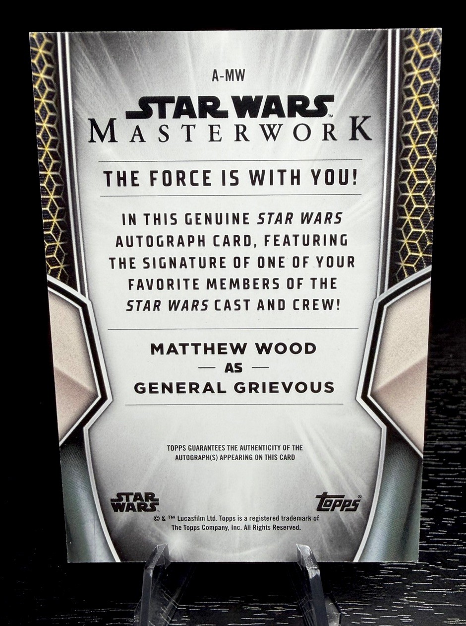 2025 Topps Star Wars Masterwork Matthew Wood As General Grievous Auto #A-MW view 2