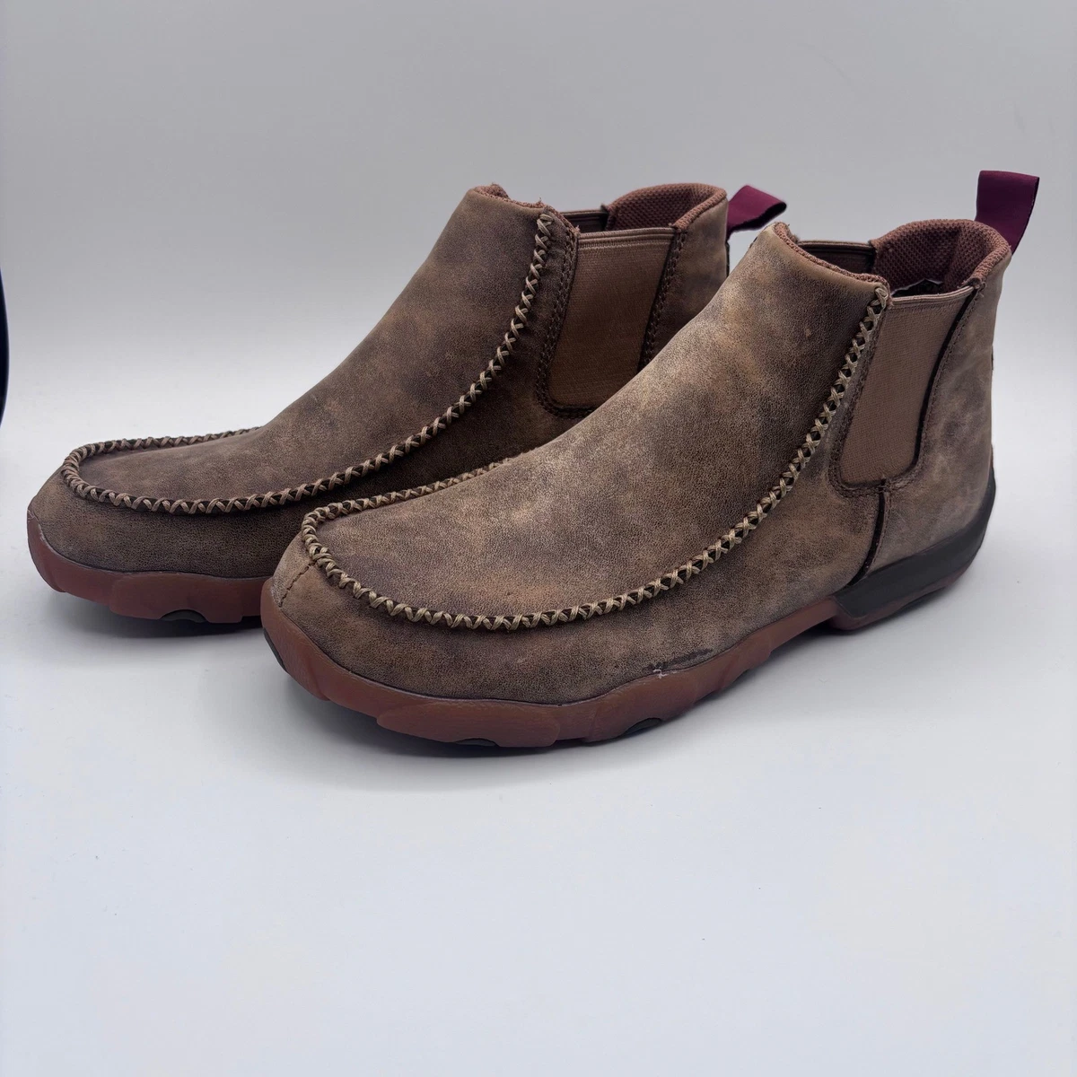 Twisted X Chelsea Driving Moc Men 8.5 Bomber Brown Leather 