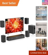 Wooden 5.1.2 Virtual Surround Sound System, 4 Surround Speakers Wired, 400W P...
