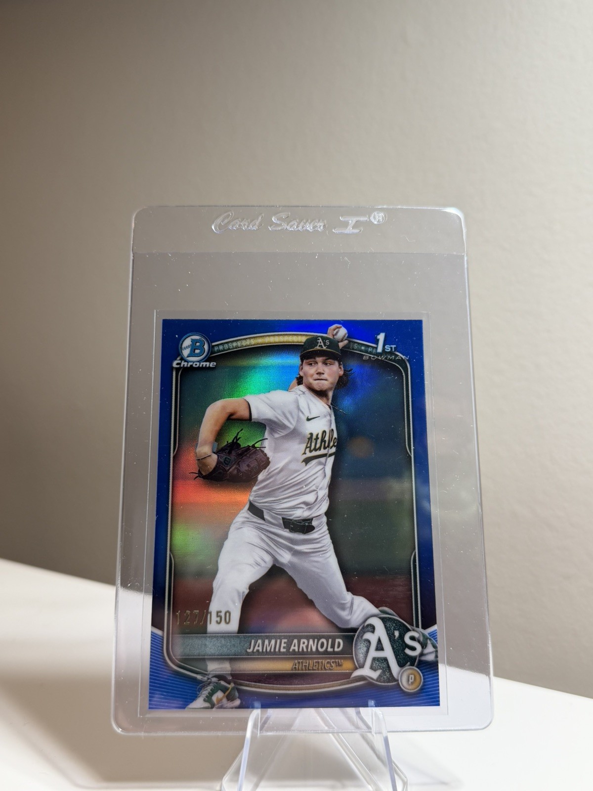 2025 Bowman Chrome Draft Blue Refractor #BDC30 Jamie Arnold 1st #/150