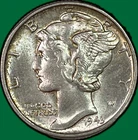 1943 Mercury Dime Brilliant Uncirculated BU Coin #40614