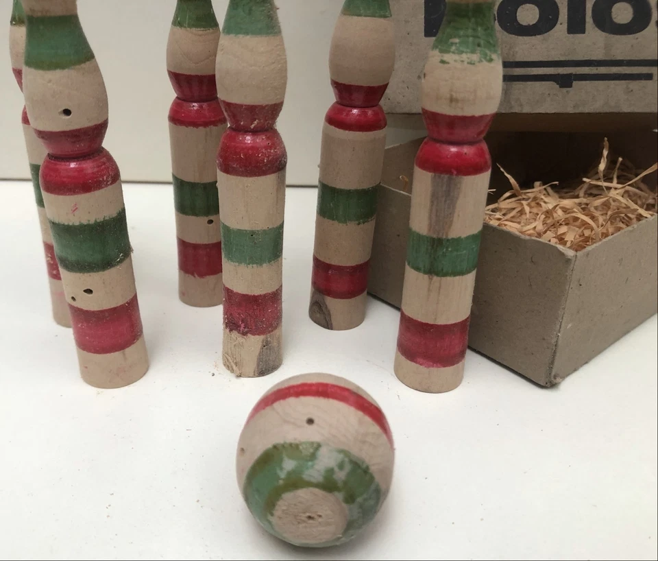 Ancien jeu de 6 quilles miniatures en bois (Juego de Bolos) - 1950/60’s - TTBE - Photo 2/4