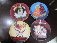 Pottery Barn SET of 4 Wine Bar 8.25” Round Appetizer/Cheese/Salad Plates