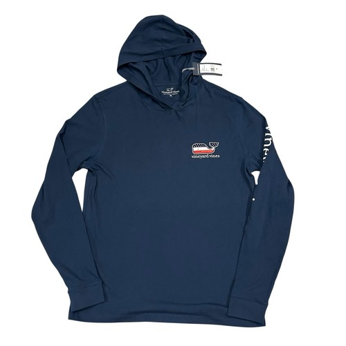 Vineyard Vines Long Sleeve Hoodie T-Shirt Mens Medium Blue USA Patriotic New NWT - Picture 2 of 10