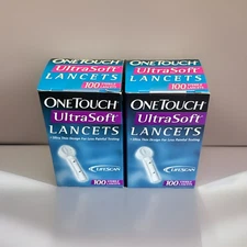 Lot Of 2 OneTouch Ultra Soft 100 Sterile Lancets 2026-12-31 Ultra Thin Less Pain