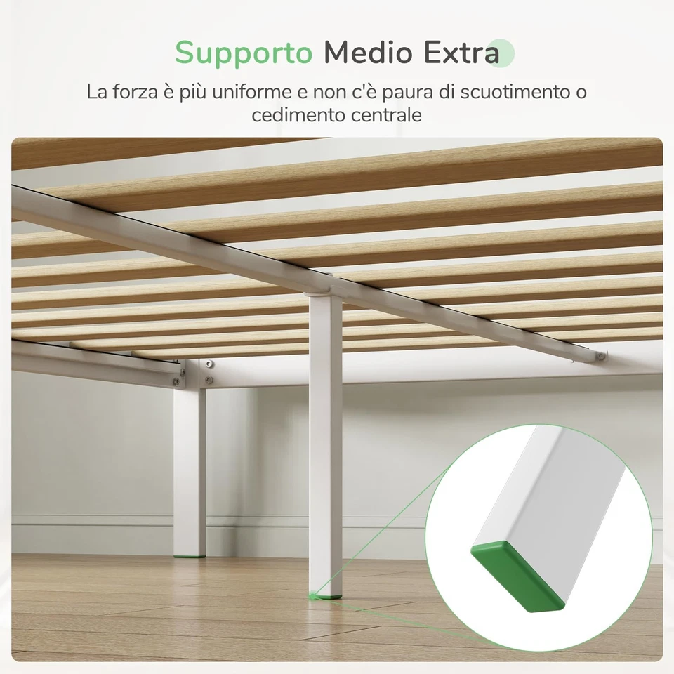 Novilla Rete Letto Matrimoniale 160x190 con Testiera e Pediera Struttura Letto a - Immagine 3 di 4