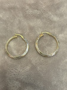 Authentic Han 925 Vintage Sterling Silver Gold Plated Hoop Earrings Two Tone Colors
