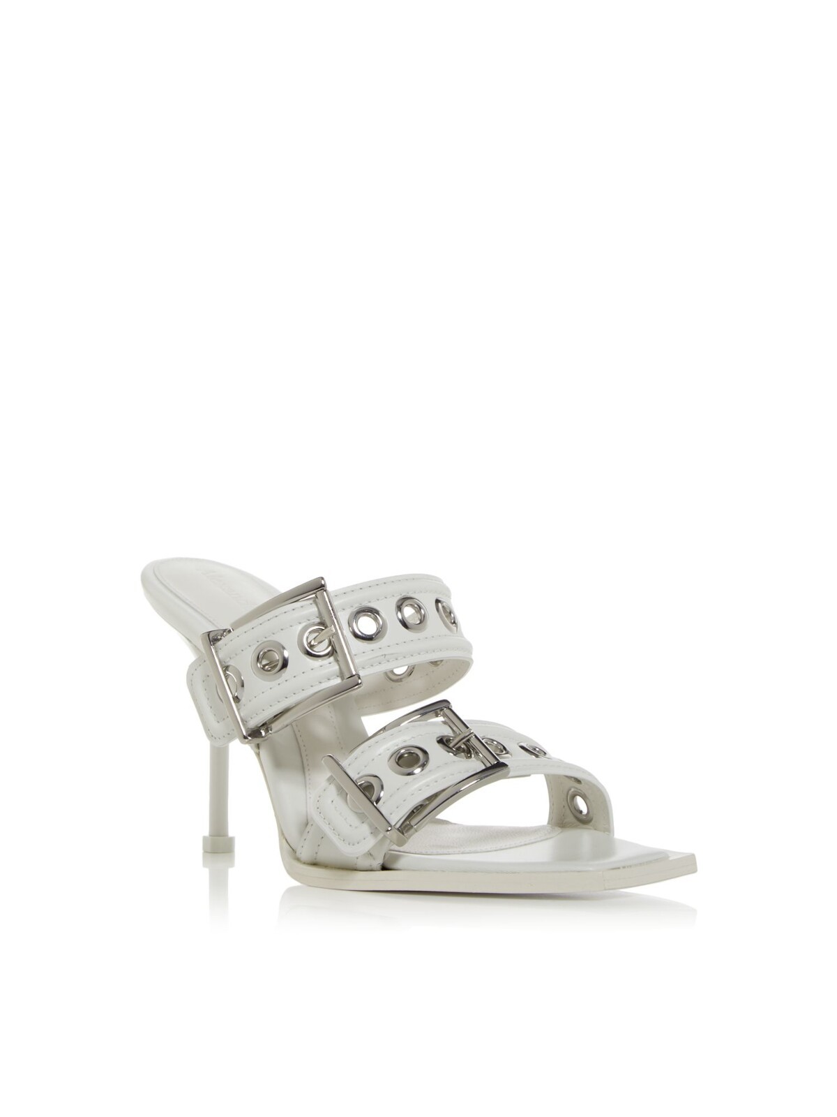 ALEXANDER MCQUEEN Womens White Grommets Toe Stiletto Leather Heeled Sandal 365 98590₽