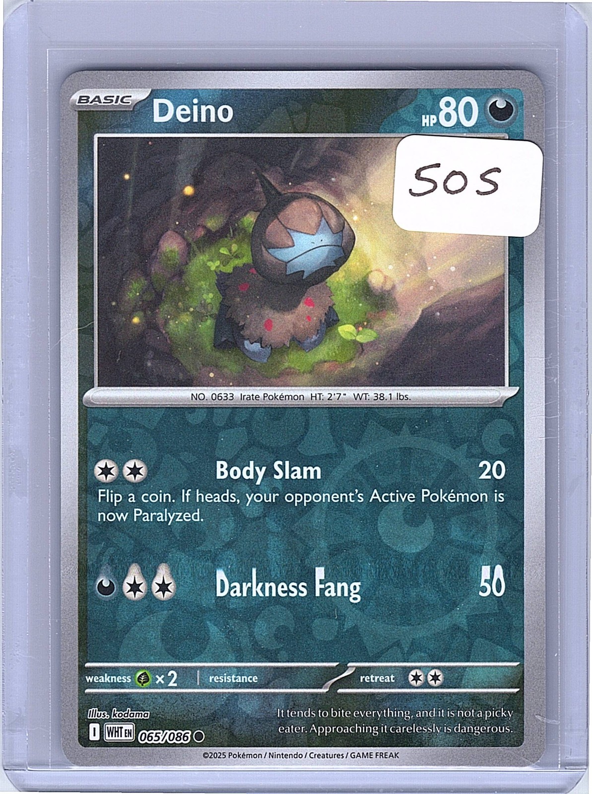 Deino Reverse Holo Common SV: White Flare 065/086 NM