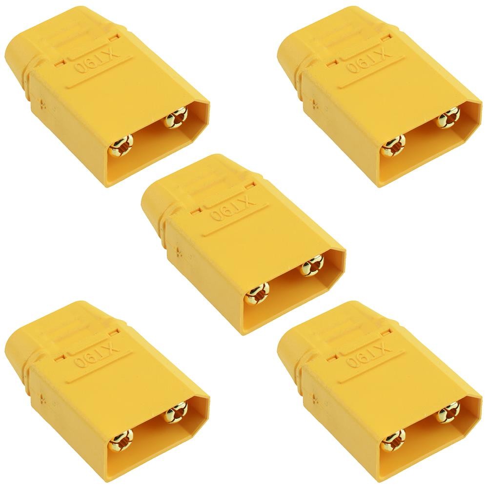 5 x Male XT90 Gold Plated Connector with Cap 40A Amass